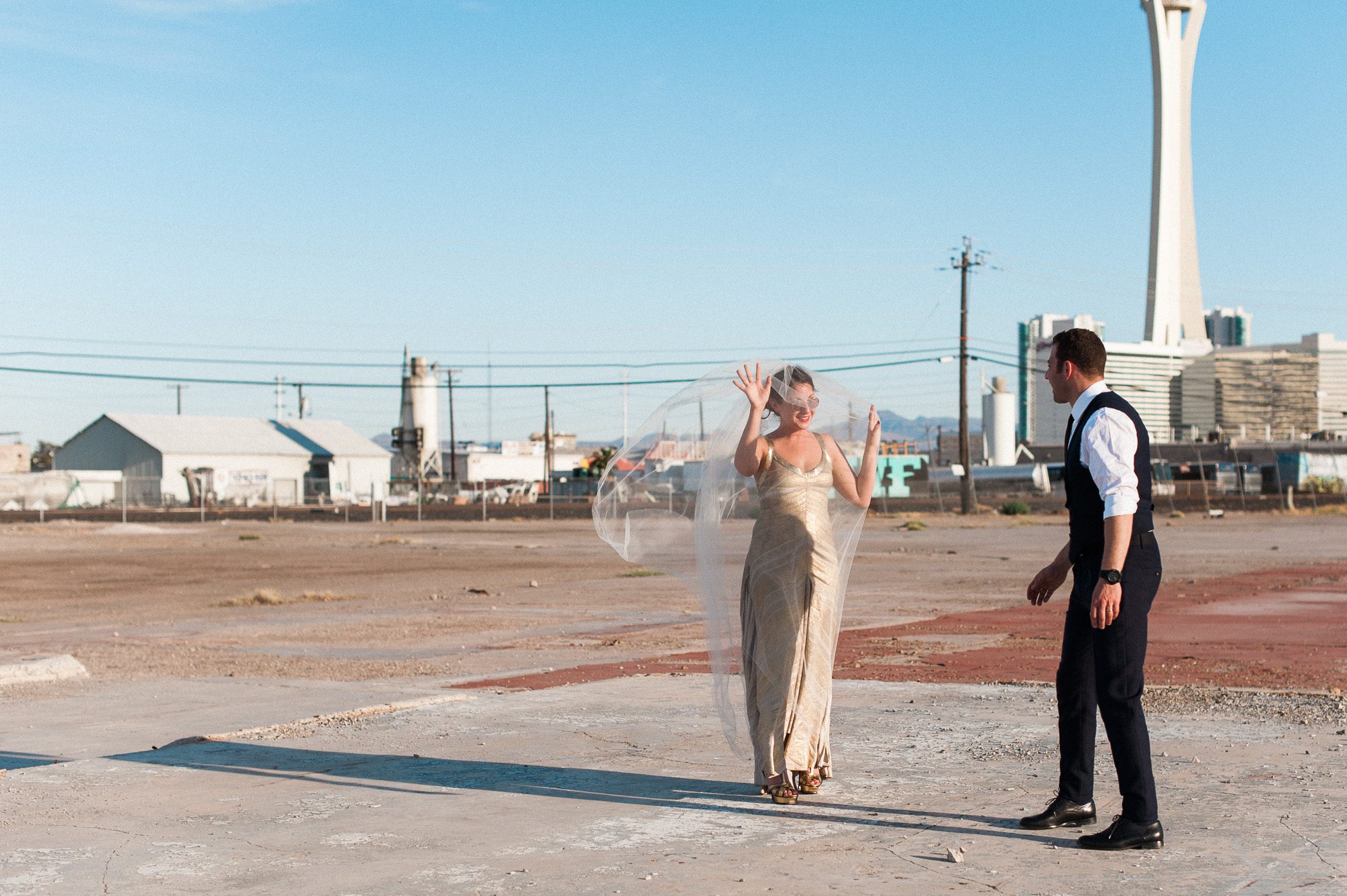 A beautiful bride and her groom in Las Vegas, Nevada. Wedding photography by Briana Morrison