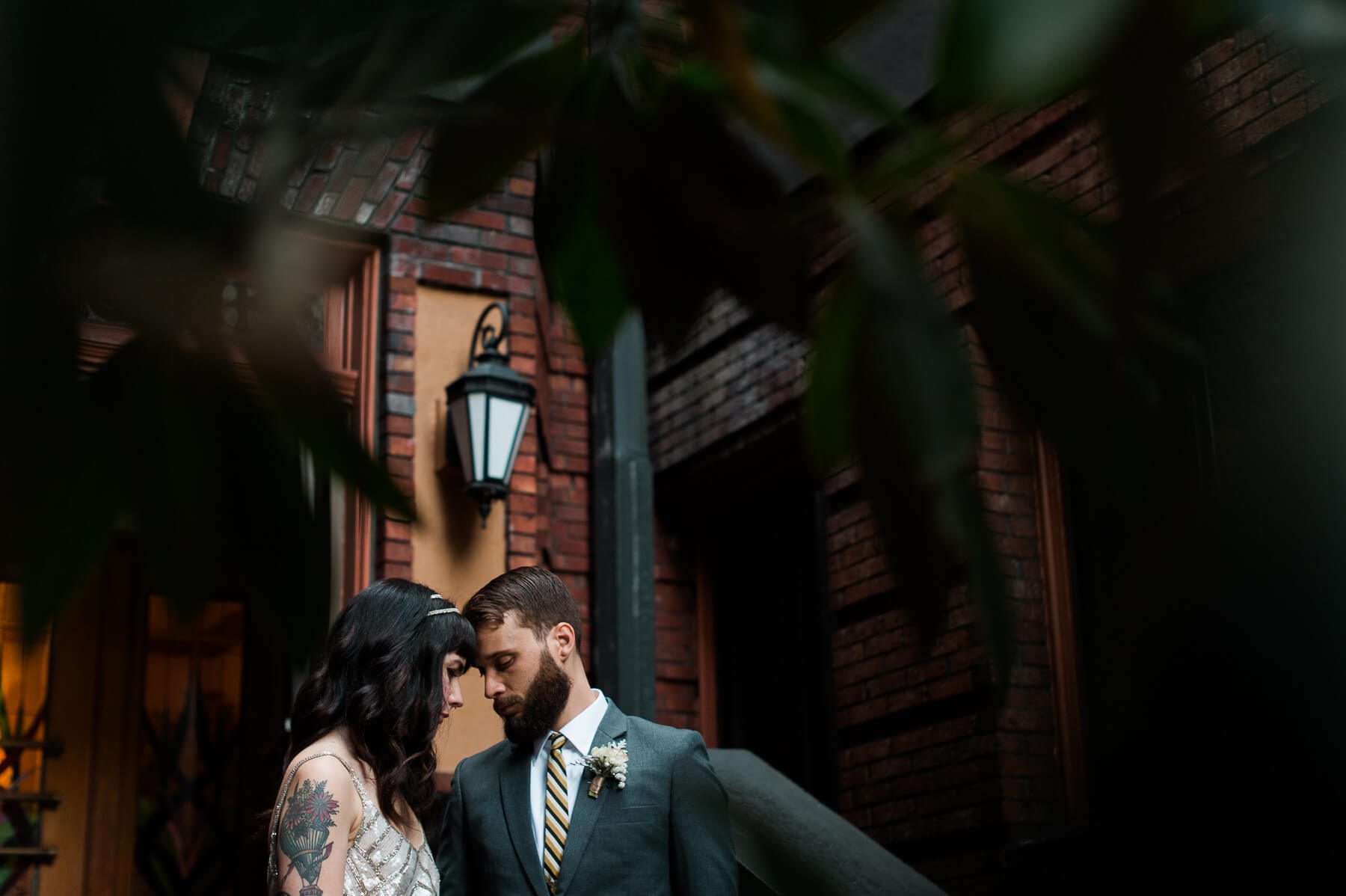 Private moments between a bride and groom in Portland, Oregon. Photographed by local Portland wedding photographer Briana Morrison