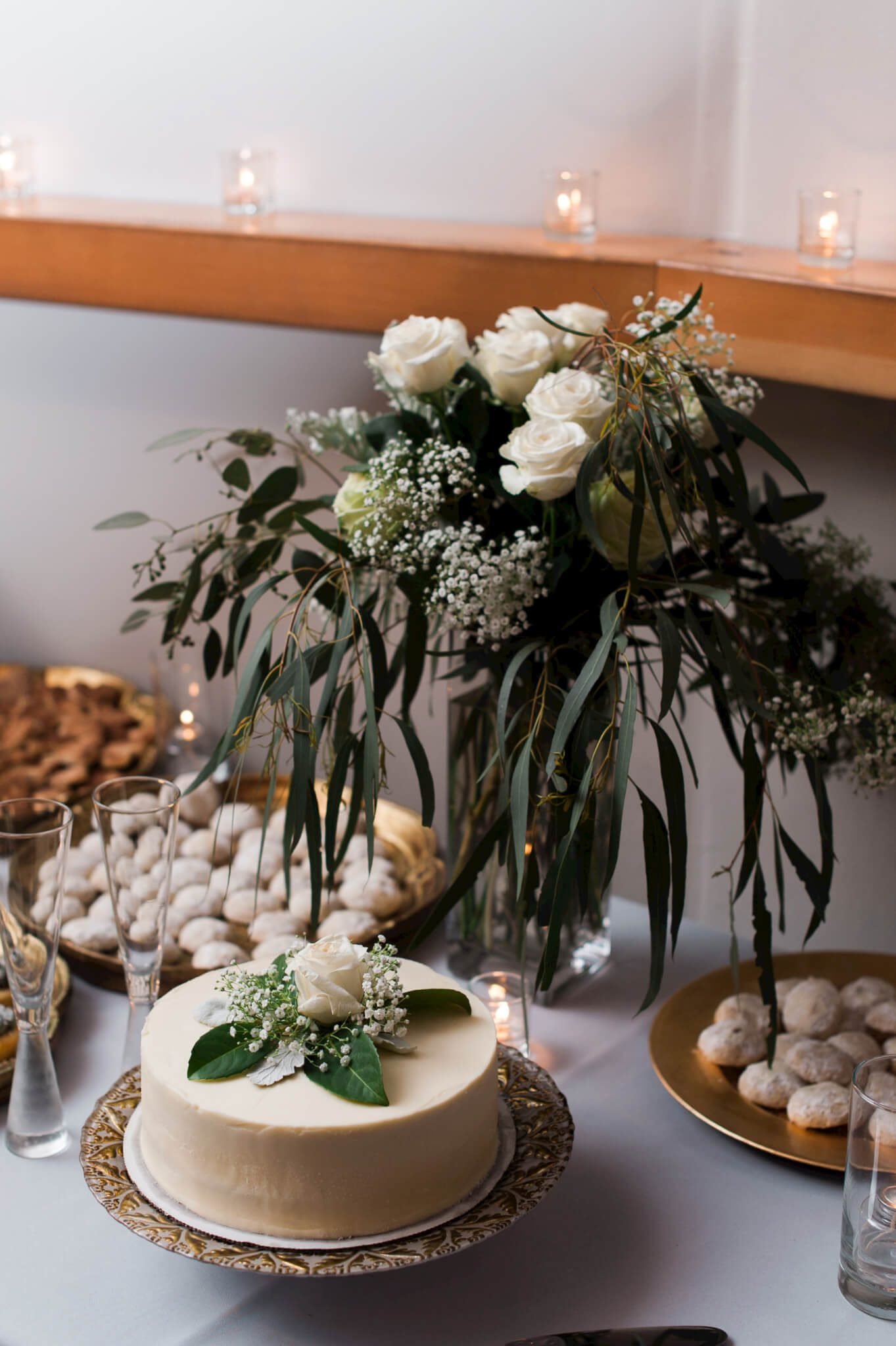 Beautiful wedding cake and deserts on display at Portland Holocene. Photography by Portland wedding photographer Briana Morrison