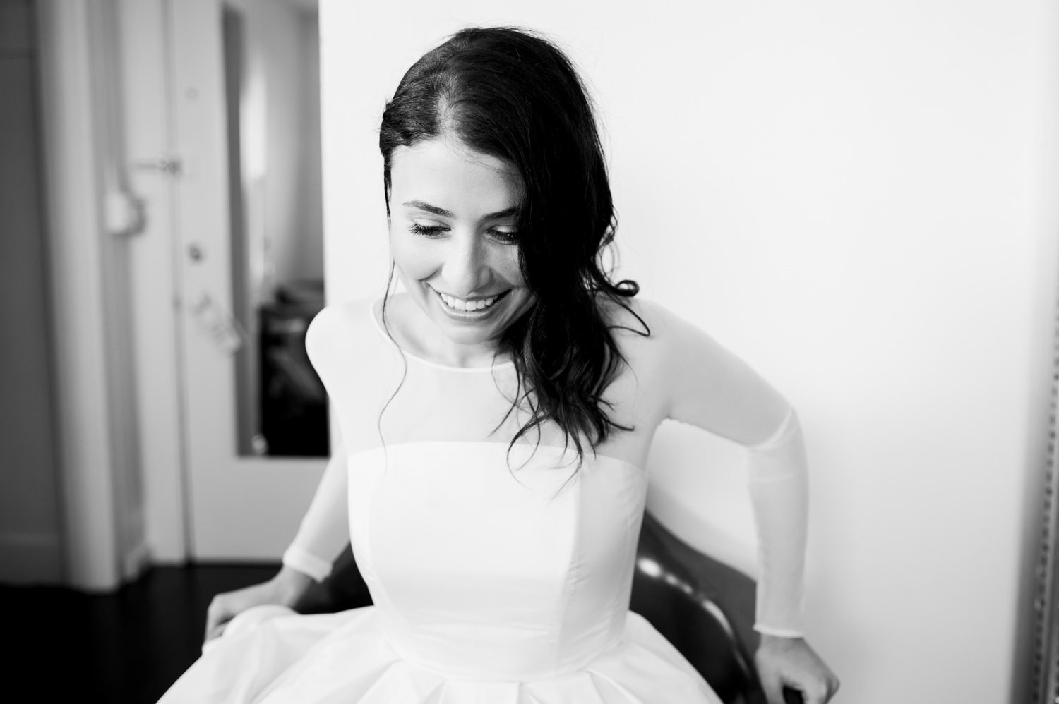 The bride in black and white. by Ace Hotel wedding photographer Briana Morrison