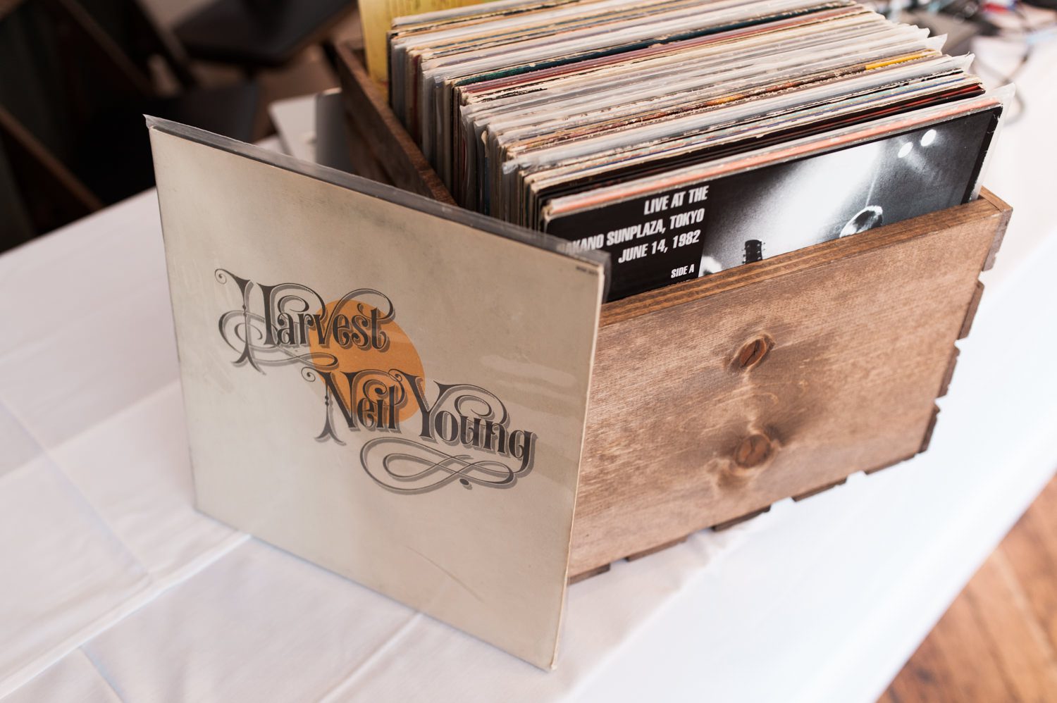 Vintage records by Ace Hotel wedding photographer Briana Morrison