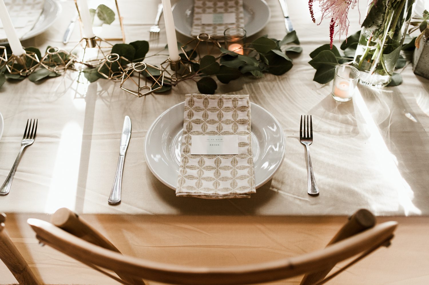The bride's table setting. By Chico Wedding Photographer Briana Morrison