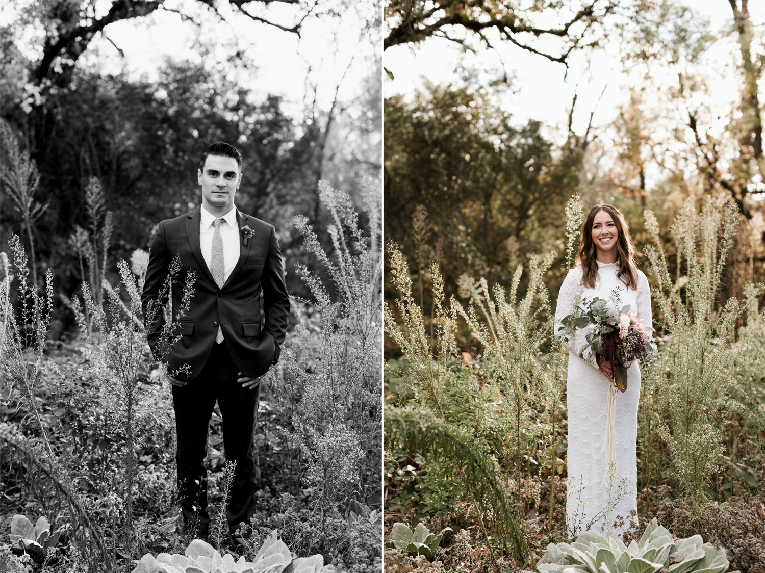 A stylish bride and groom pose for portraits in Chico, California. By Chico Wedding Photographer Briana Morrison