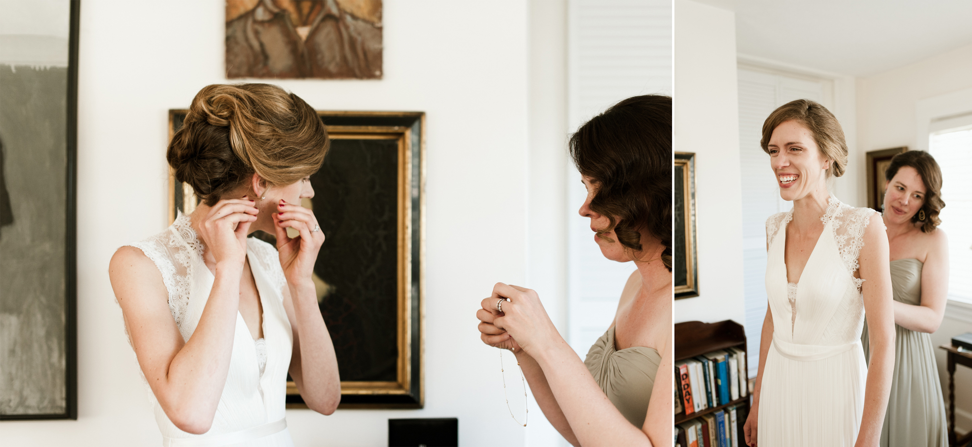 The bride gets ready at the Portland Mayor's Mansion. By Laurelhurst Park wedding photographer Briana Morrison