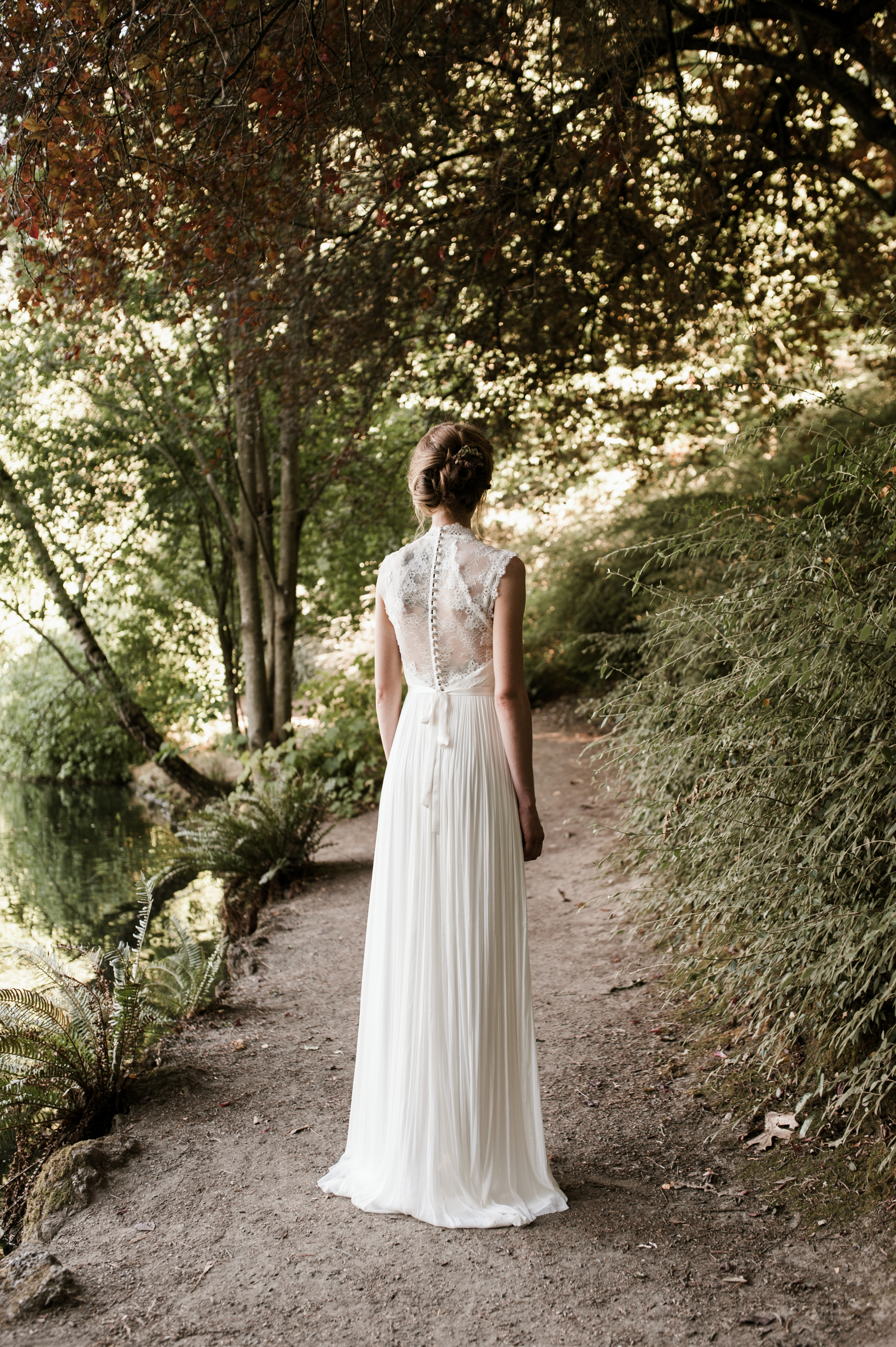 Detail of the bride's beautiful wedding gown. By Laurelhurst Park wedding photographer Briana Morrison
