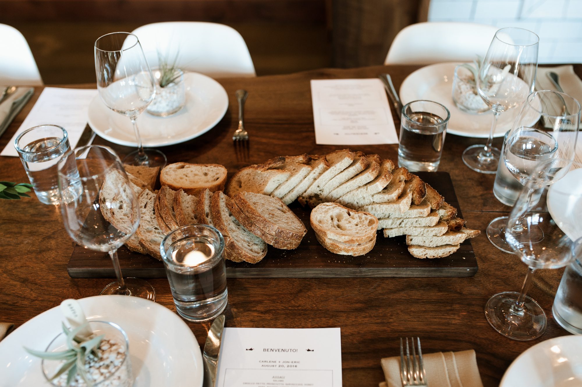 Beautiful table detail at a wedding reception held at Roman Candle in Portland, Oregon. By wedding photographer Briana Morrison