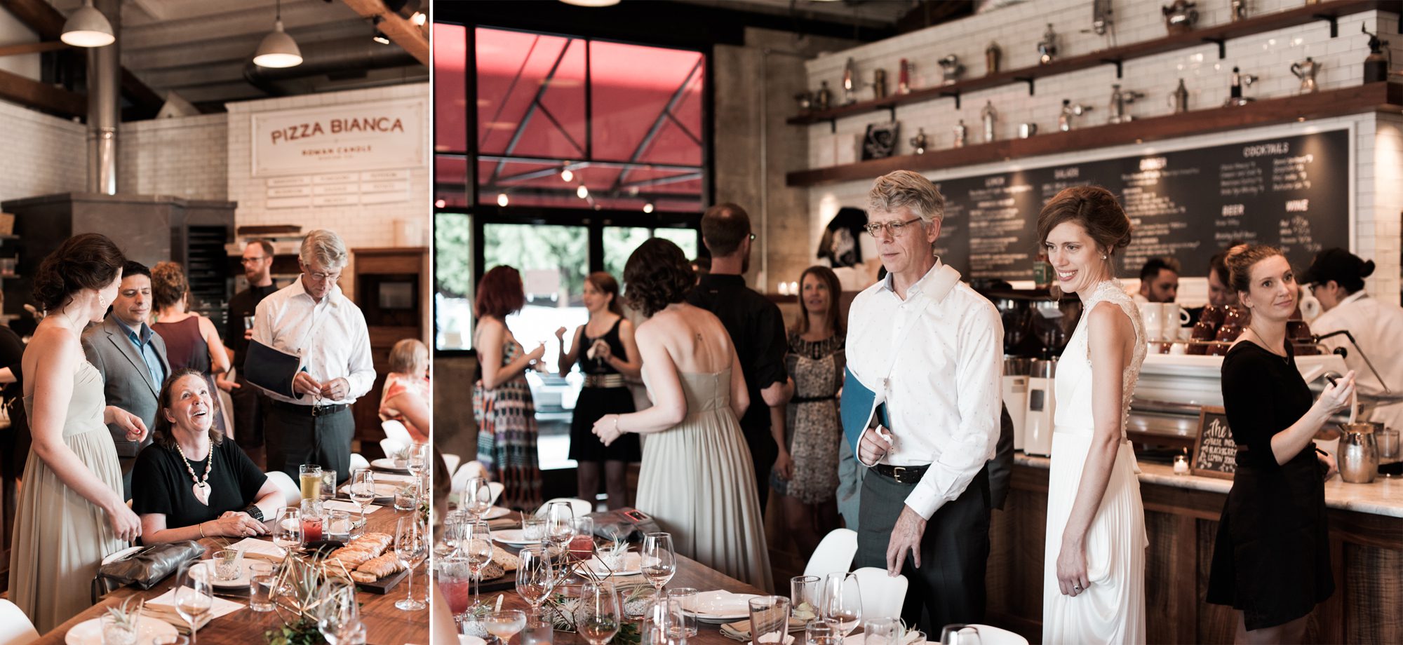 Wedding guests enjoy themselves at a Roman Candle Baking Co reception. By wedding photographer Briana Morrison