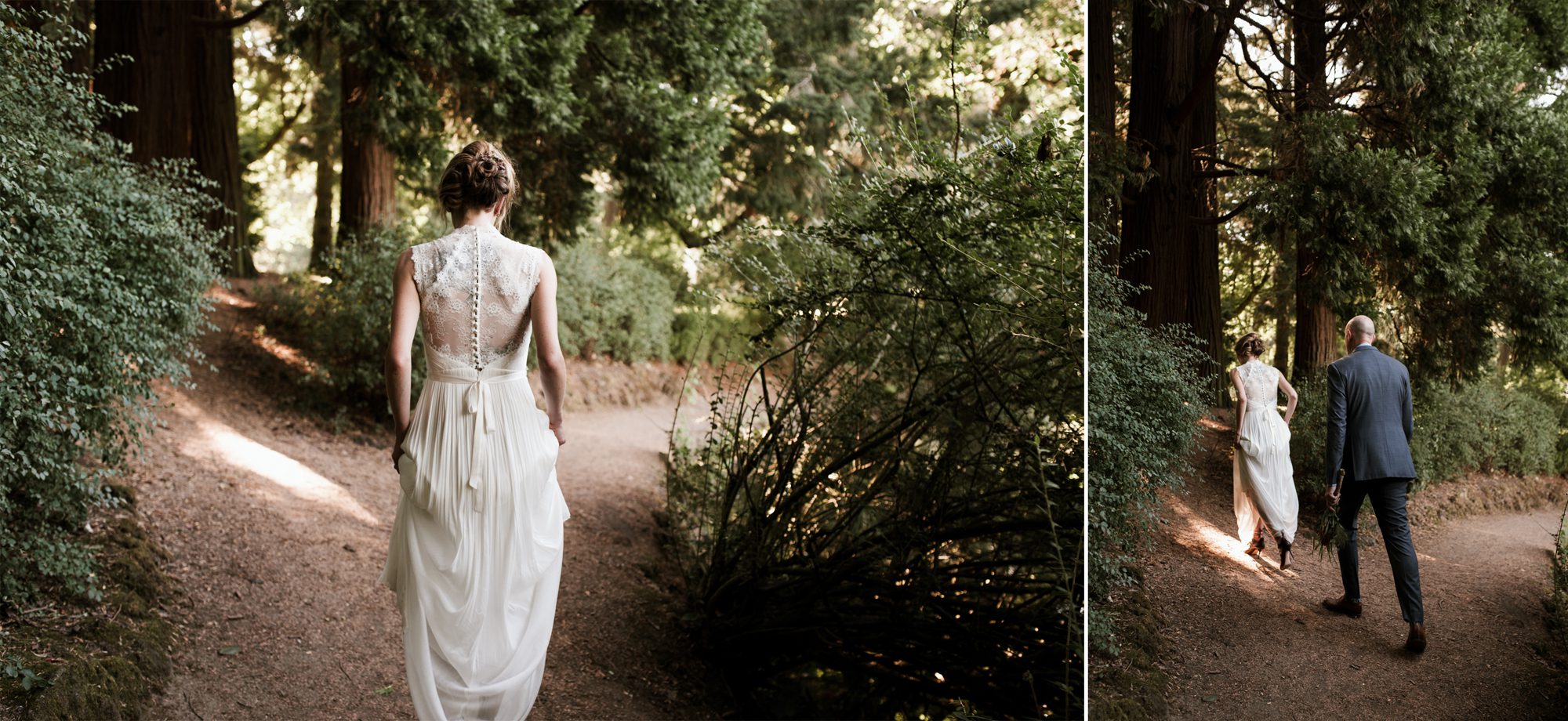 The bride and groom make their way out of Laurelhurst Park. By wedding photographer Briana Morrison