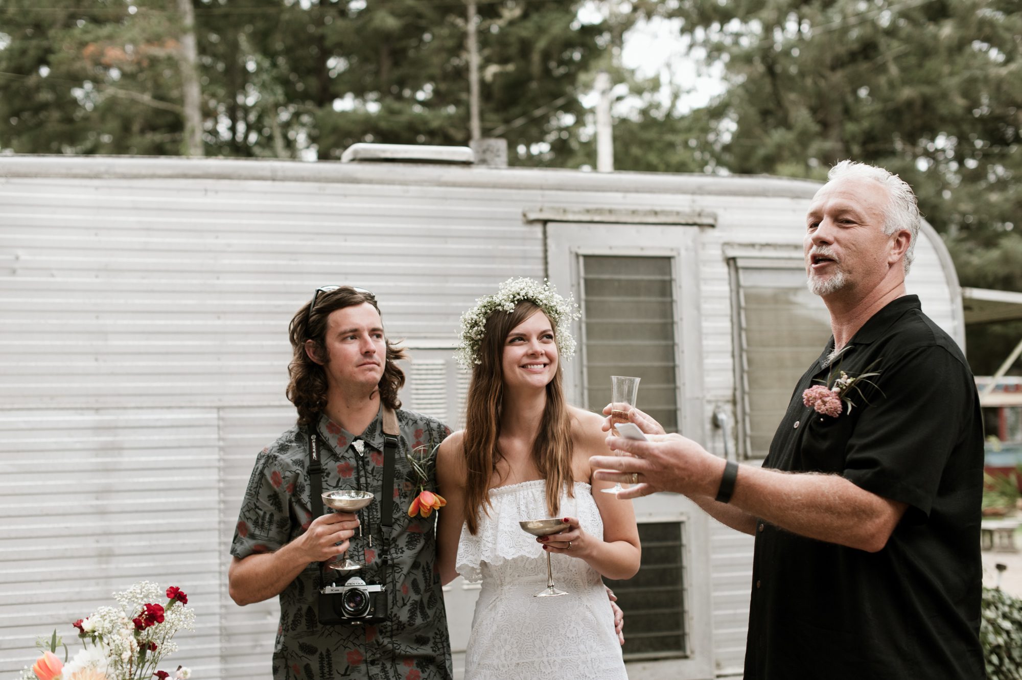 Father of the groom gives a wedding toast. By Sou'Wester wedding photographer Briana Morrison