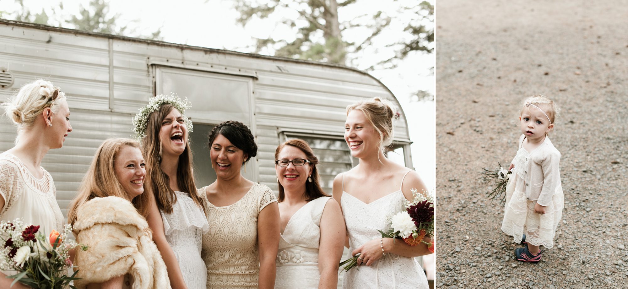 The bridesmaids have a great time during portraits. By Long Beach, Washington wedding photographer Briana Morrison