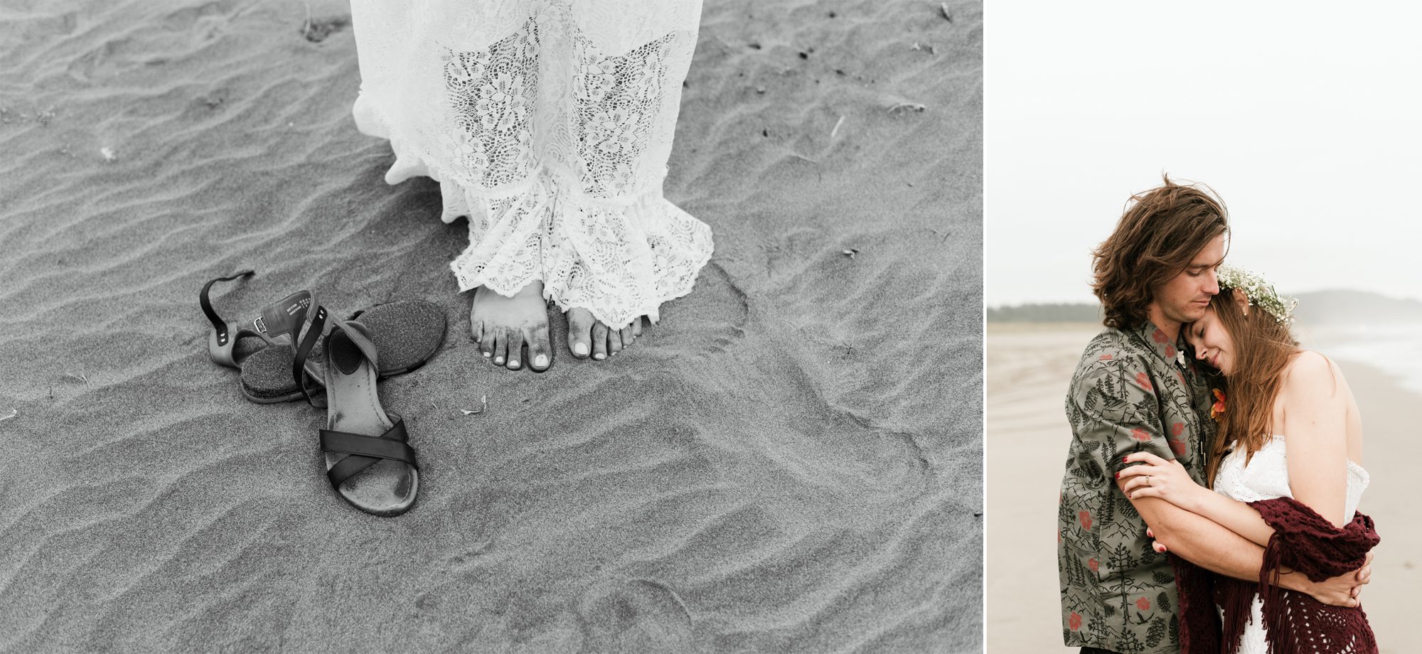 Bride and groom portraits on Long Beach in Washington. By Sou'Wester wedding photographer Briana Morrison