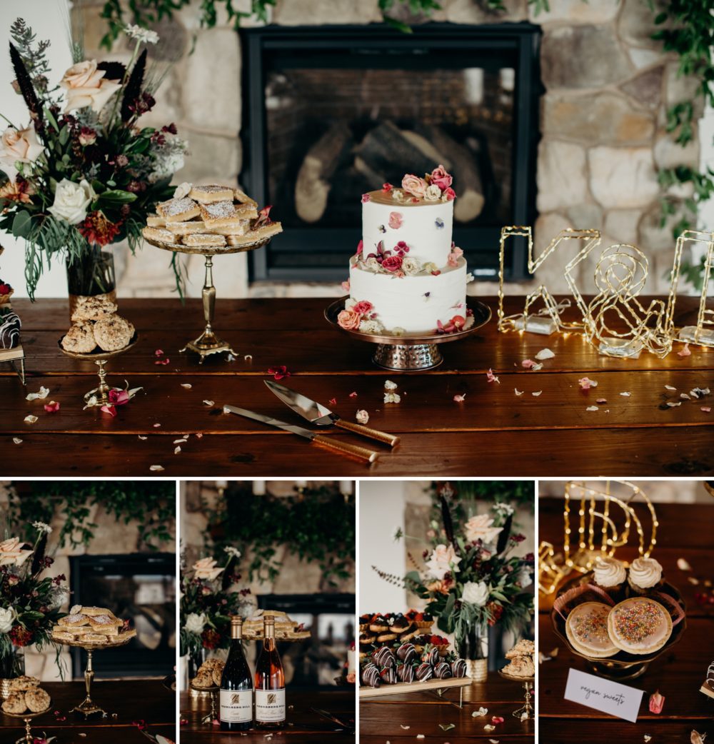 A beautiful dessert table by Just A Dash Cakes - by McMinnville Wedding Photographer, Briana Morrison