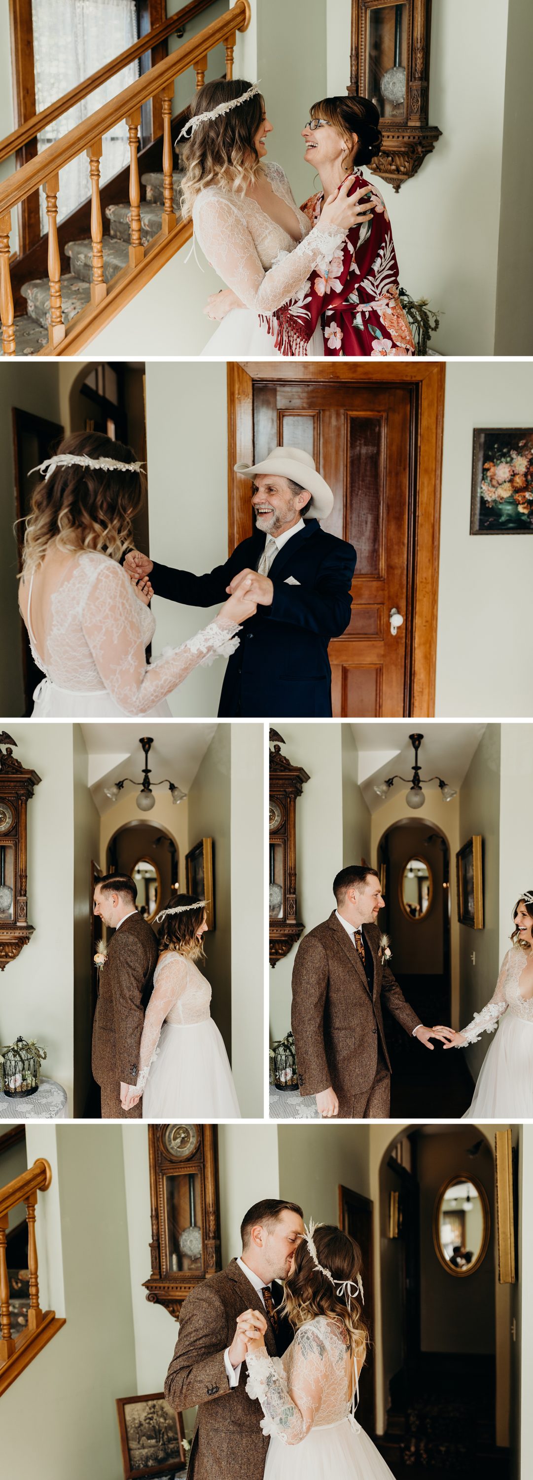 First looks with the bride's parents and the groom. Photographed by Portland Wedding Photographer, Briana Morrison