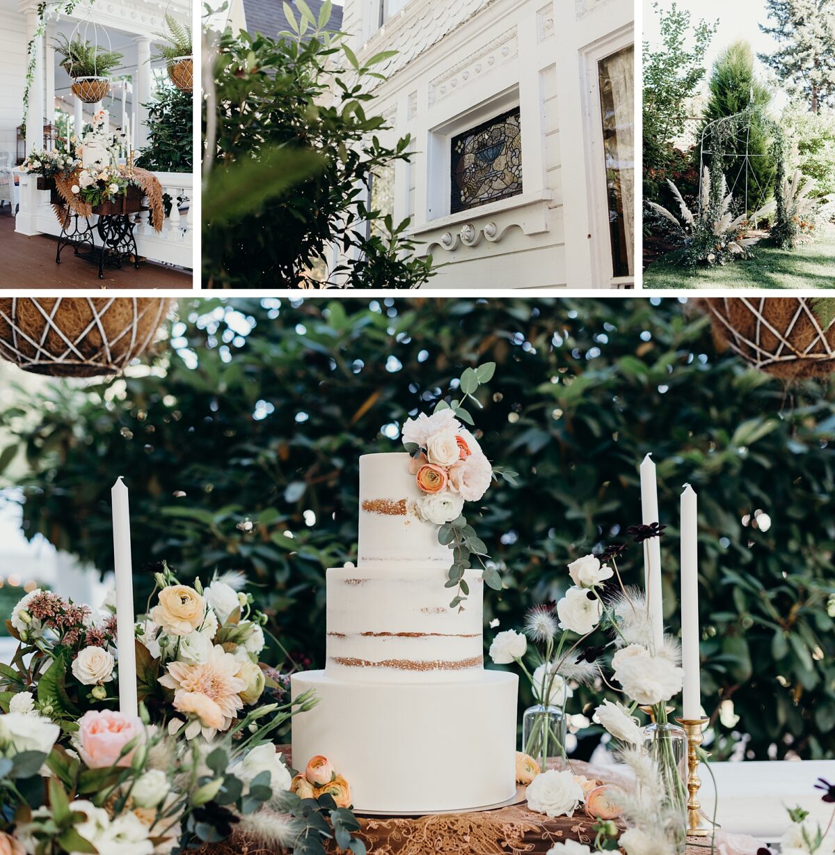 Beautiful florals and wedding cate at The Victorian Belle. Photographed by Pacific Northwest Wedding Photographer, Briana Morrison