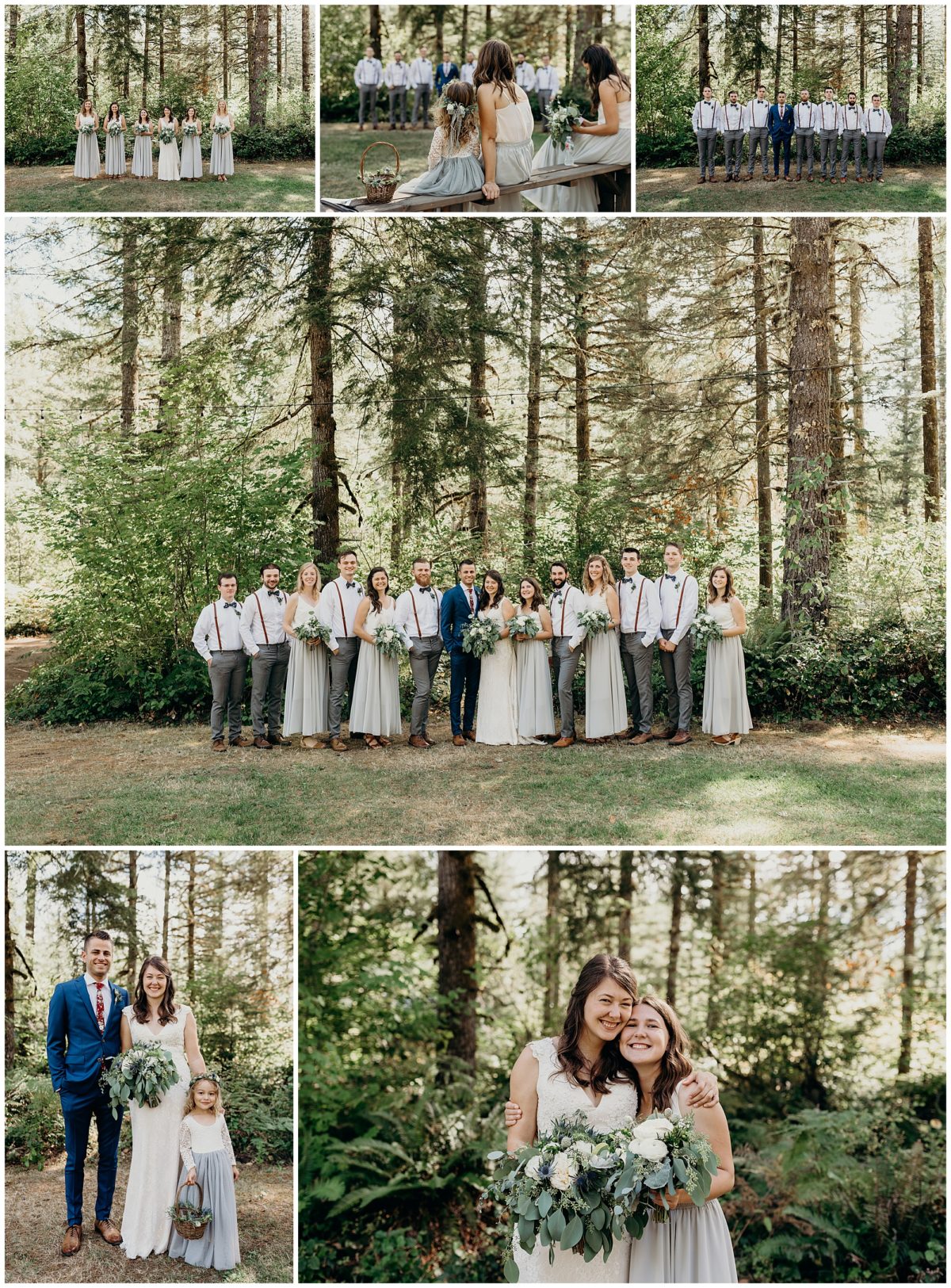A beautiful wedding party in the woods. Photography by Portland Wedding photographer, Briana Morrison