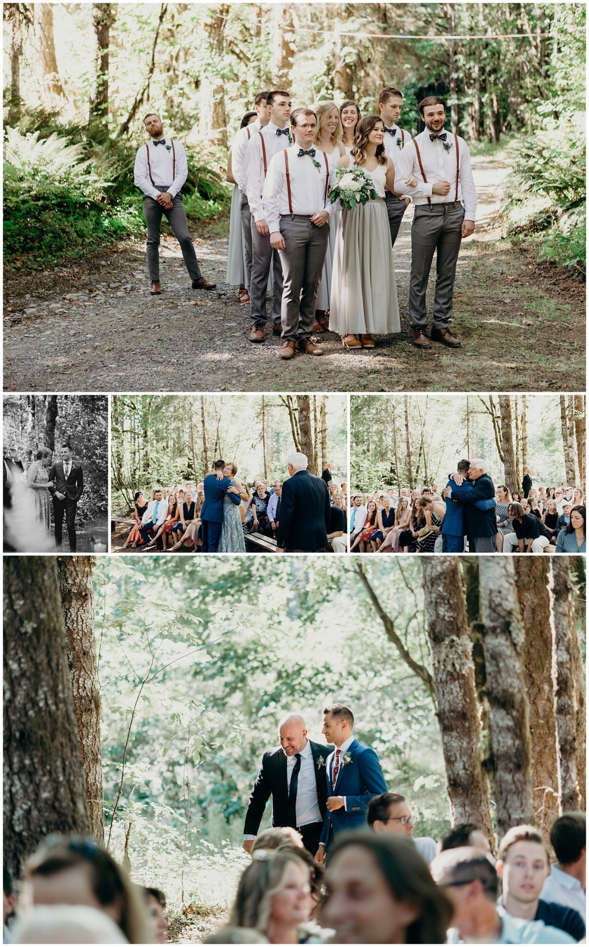 The wedding party gets ready to walk down the aisle at this Camp Cascade wedding. Photography by PNW wedding photographer, Briana Morrison