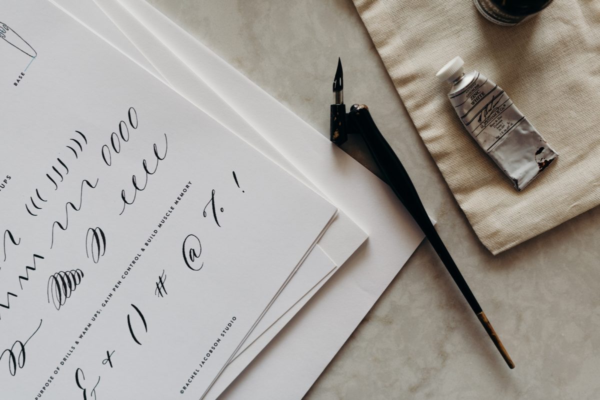 Modern calligraphy workshop details photographed by Portland Wedding photographer, Briana Morrison