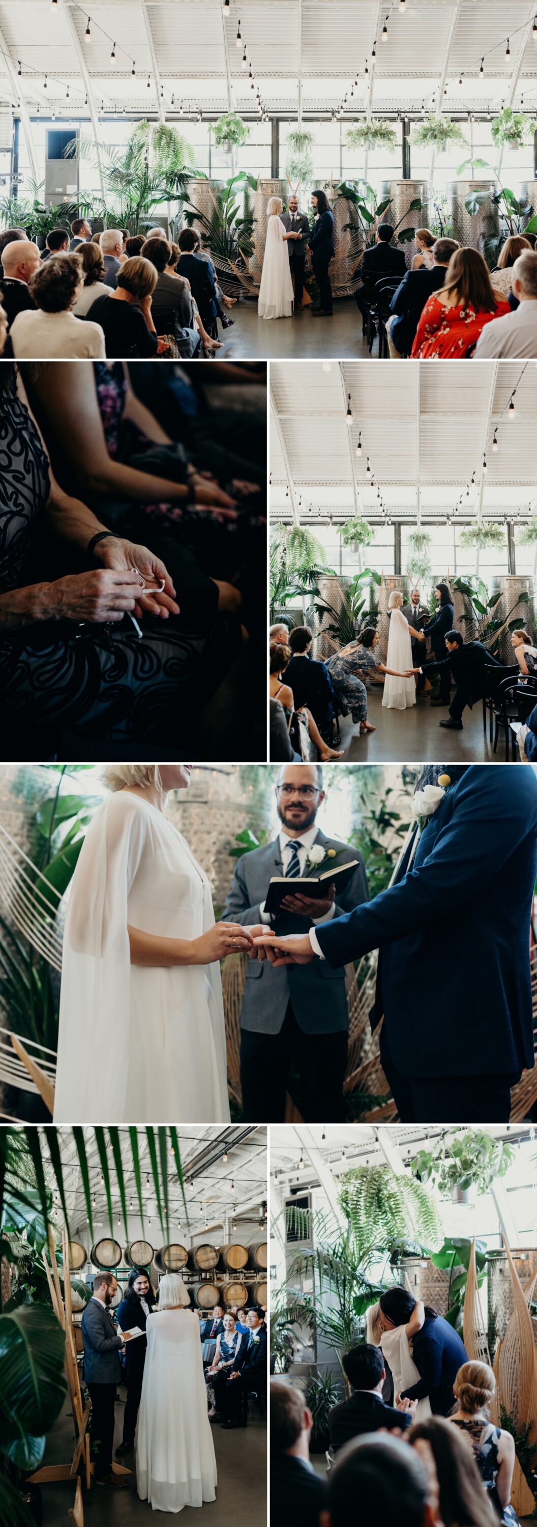 A modern wedding ceremony at Coopers Hall in Portland, OR. Captured by Portland Wedding Photographers, Briana Morrison Photography