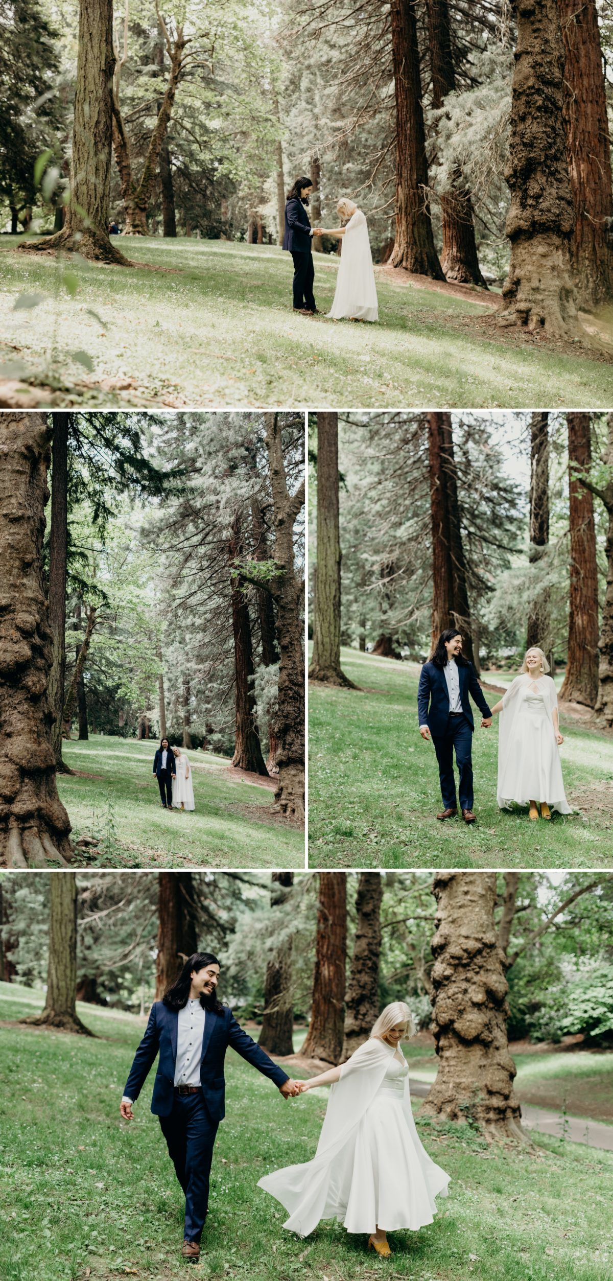 First look and couple's portraits in Laurelhurst Park in Portland, OR. Coopers Hall Wedding photographed by Briana Morrison Photography