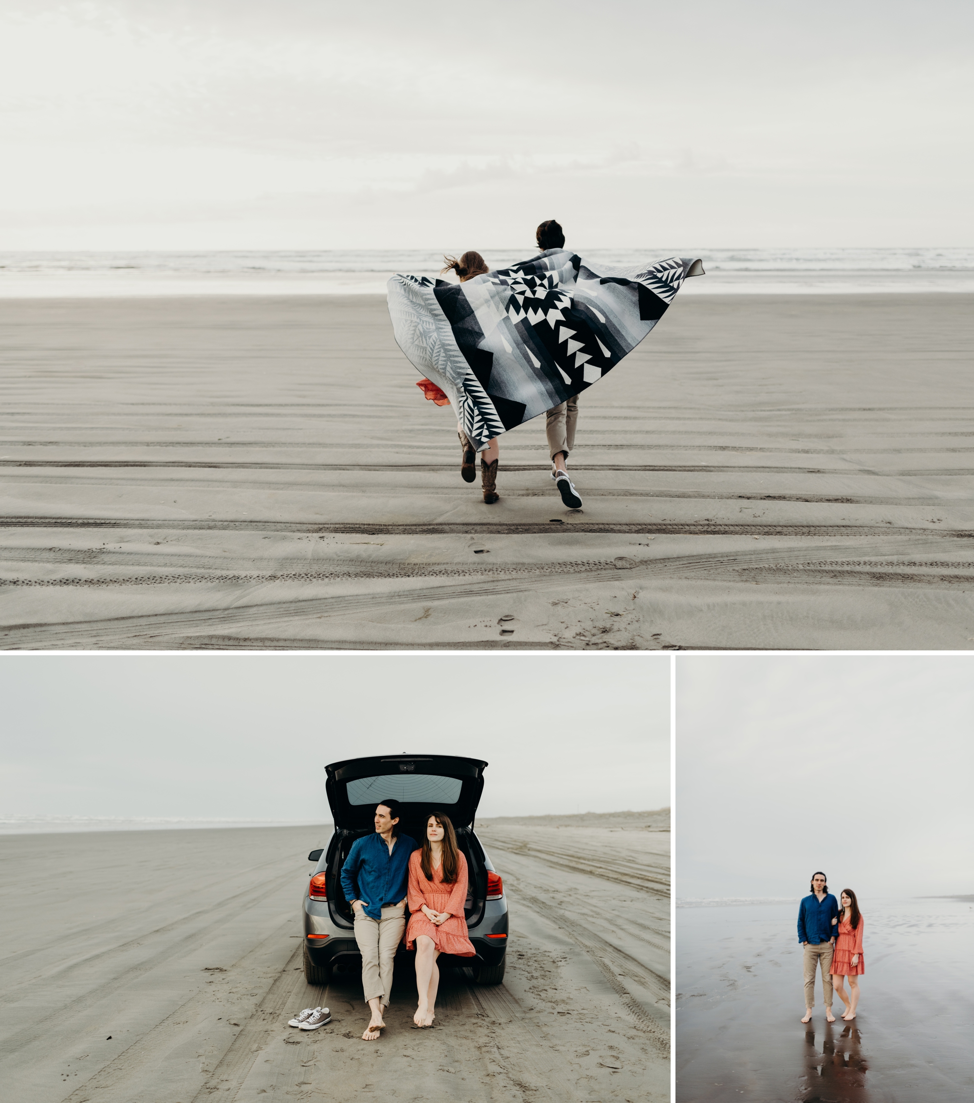 Washington Coast engagement portraits on the beach photographed by Briana Morrison