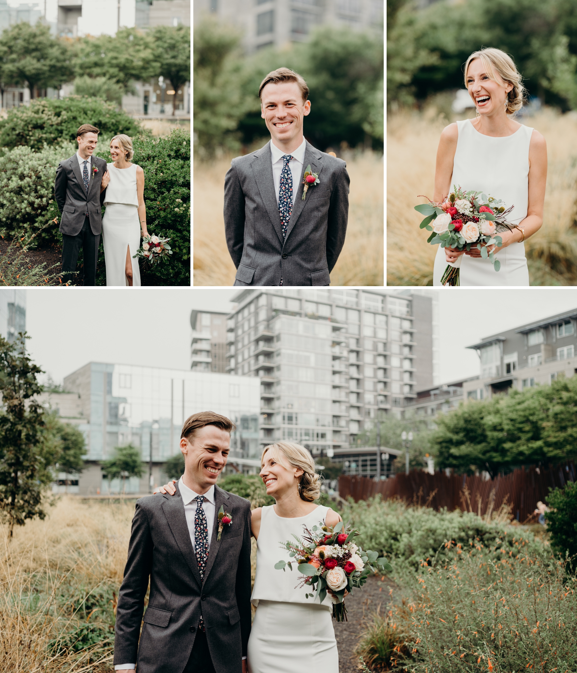 Bride and groom portraits in downtown Portland, Oregon by Briana Morrison Photography