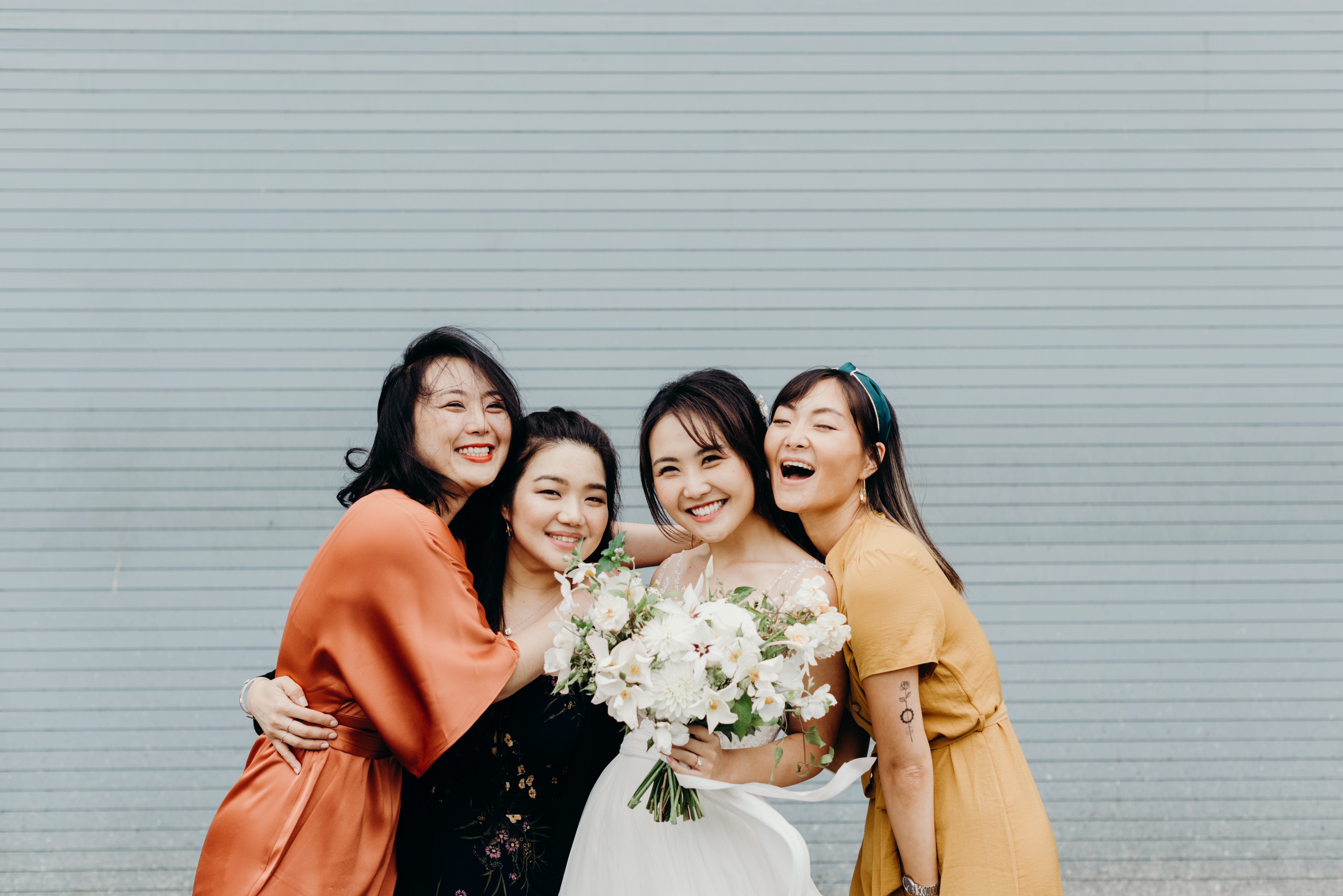 A bride and her ladies - choose helpers to give you the support you need on your wedding day. Photography by Briana Morrison in Portland, Oregon