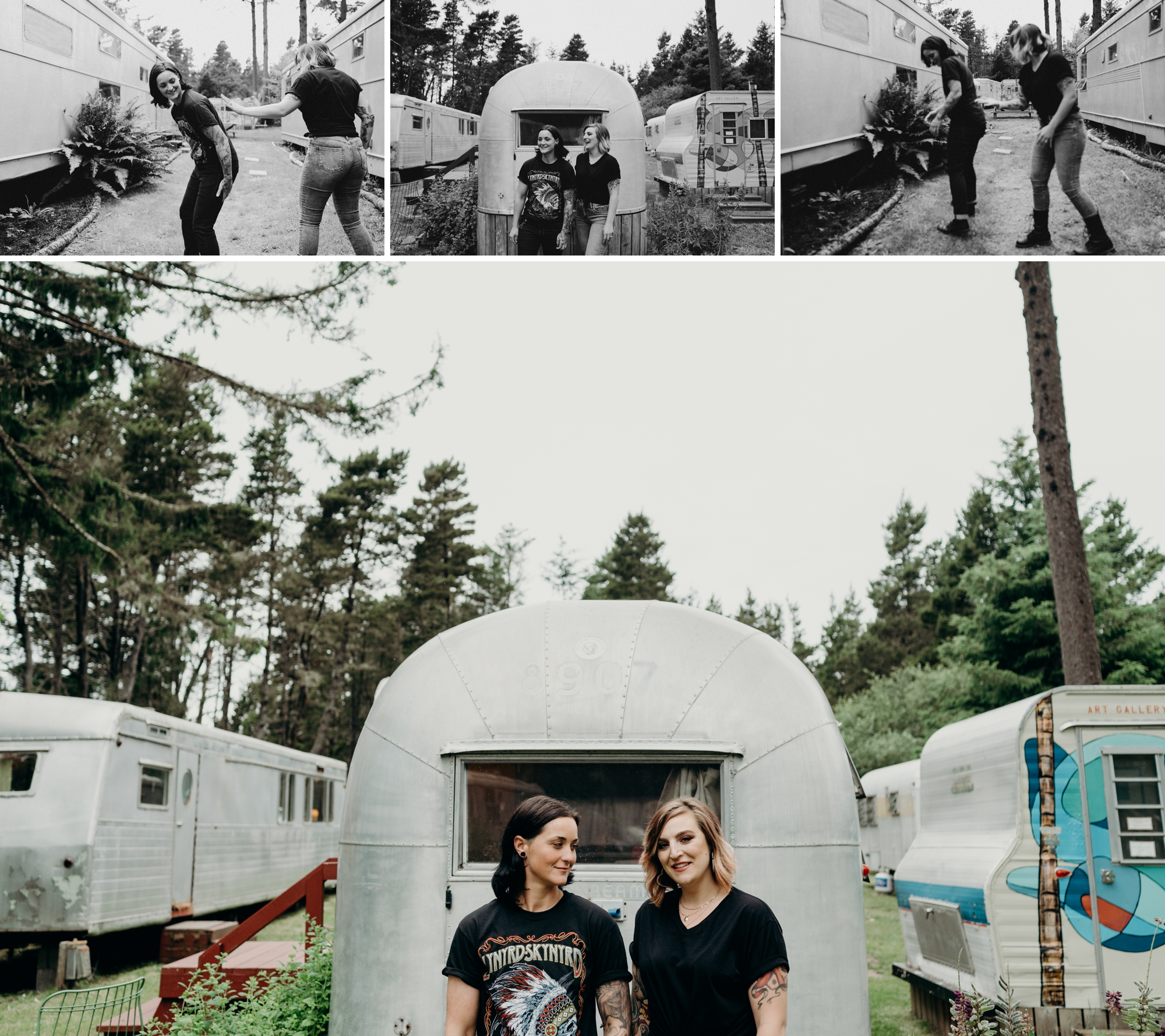 Vintage trailer resort engagement session in Washington State by Briana Morrison Photography