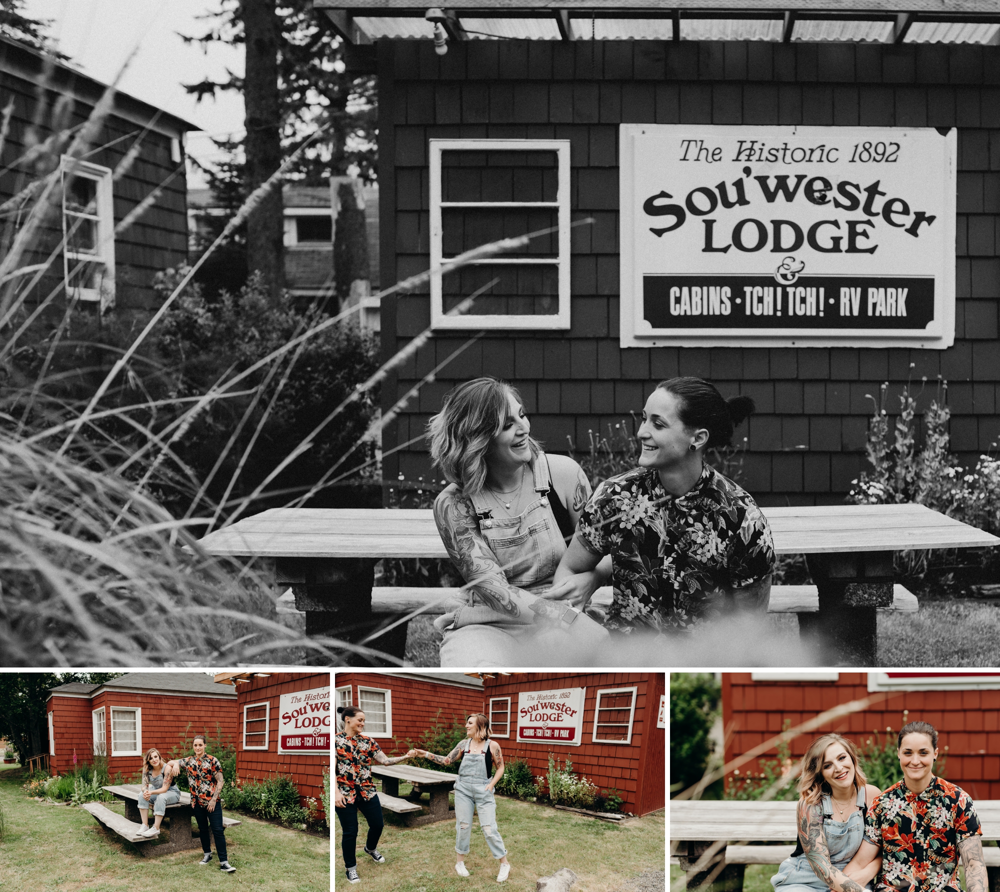 Adorable LGBTQ engagement photos at Sou'Wester Lodge by Briana Morrison Photography