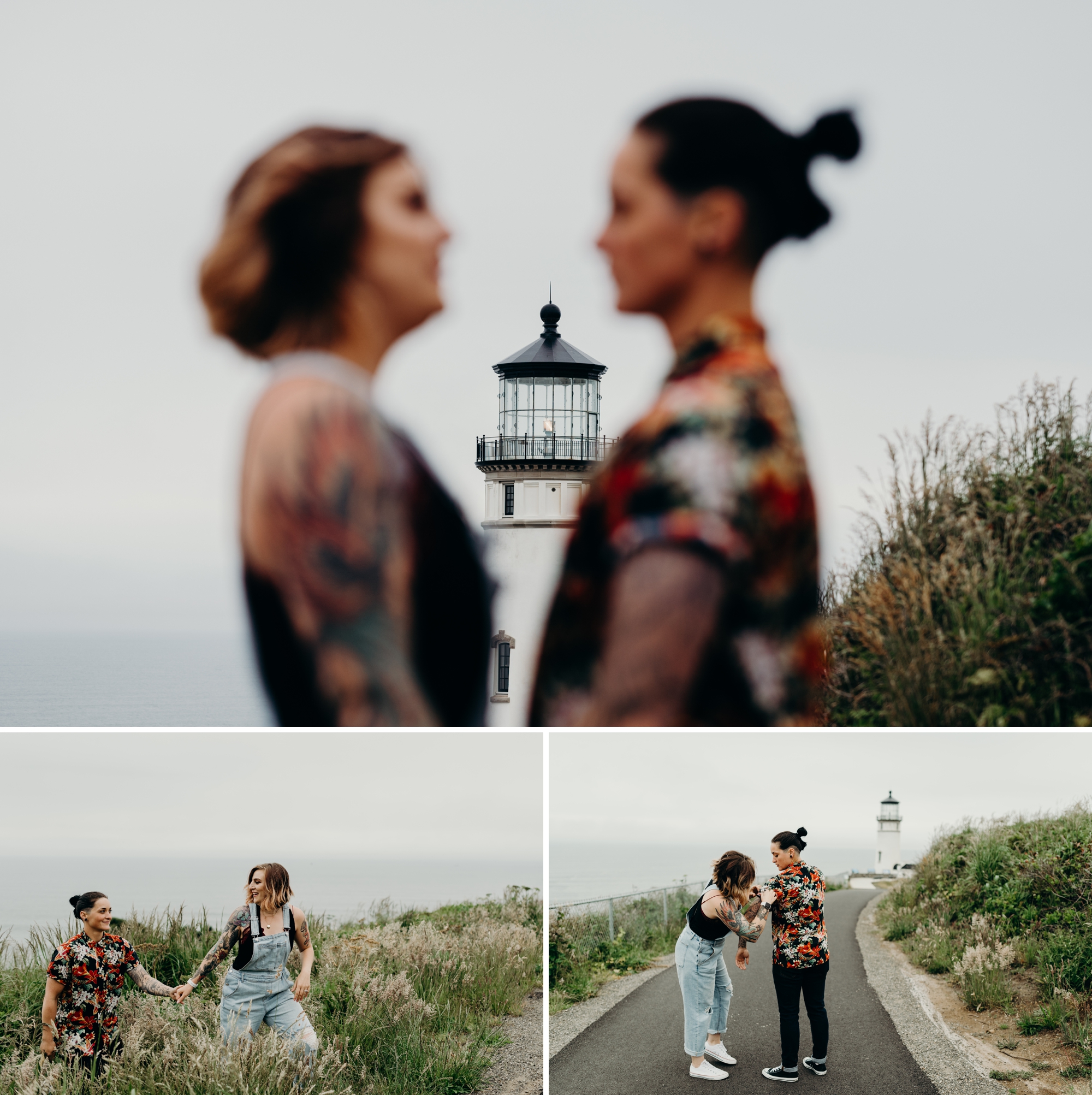 North Head Lighthouse engagement photos in Long Beach, WA