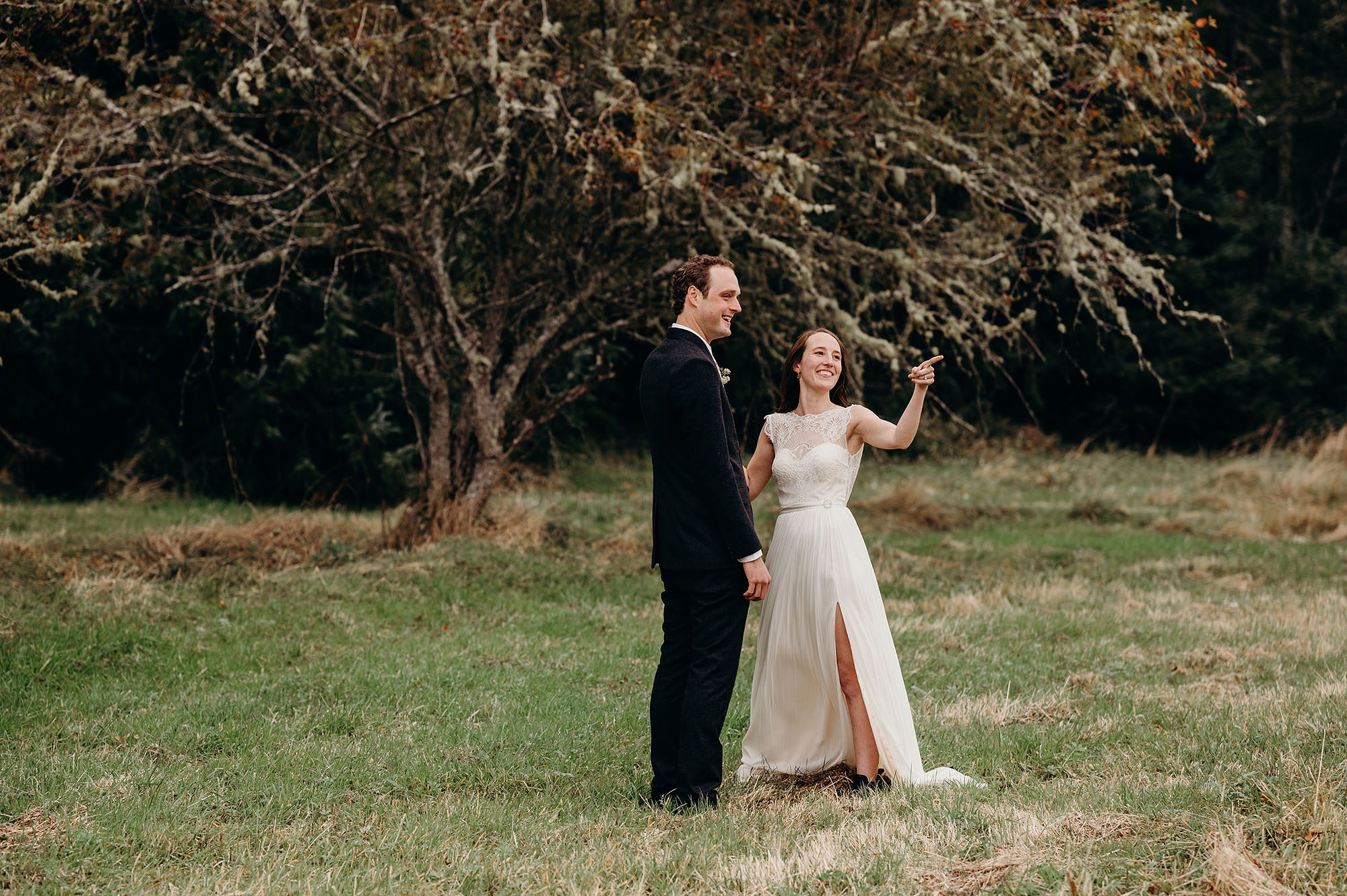 Bride & Groom First Look in Field by Briana Morrison Photography