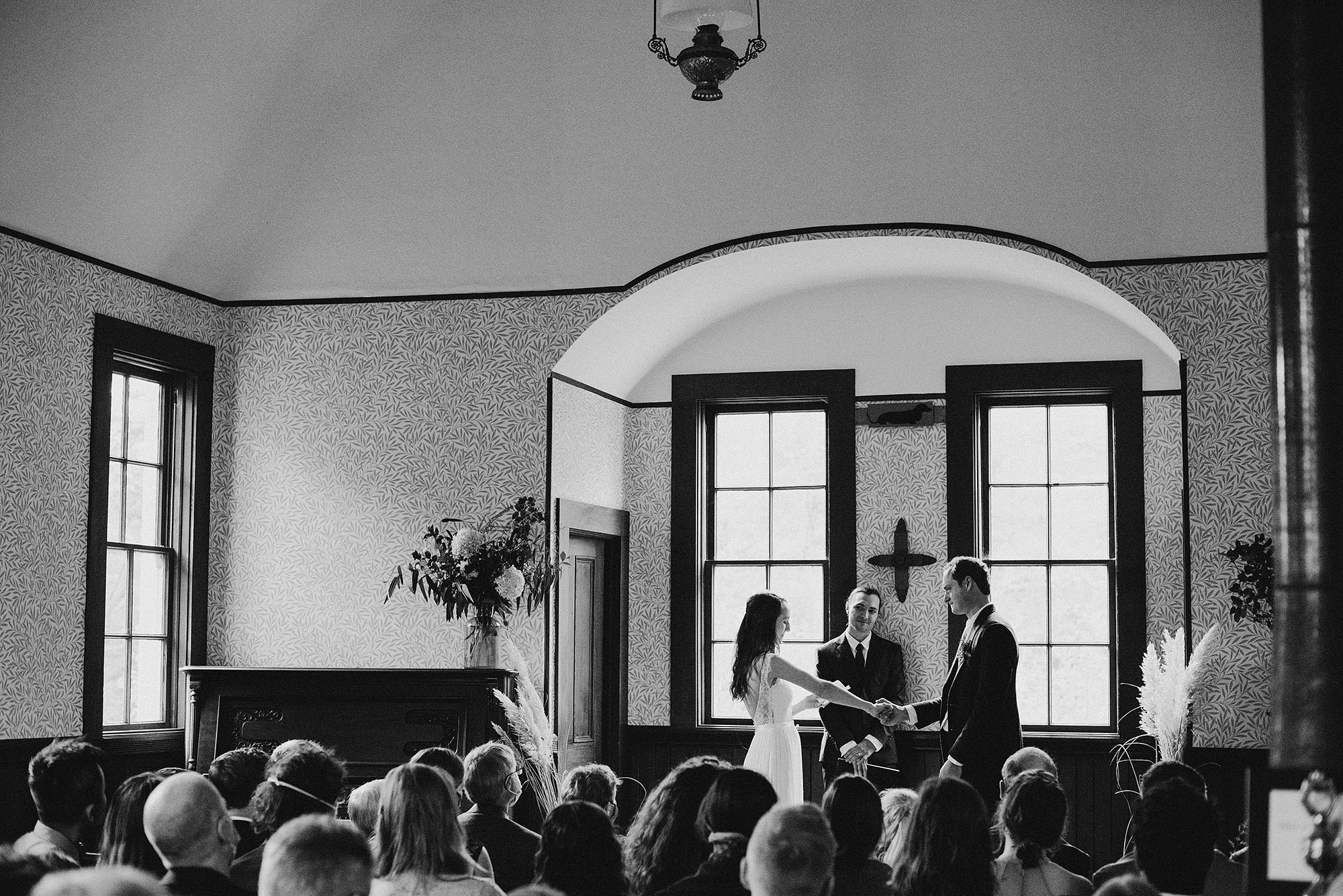 Long Beach Peninsula Wedding Black & White of the Ceremony by Briana Morrison Photography
