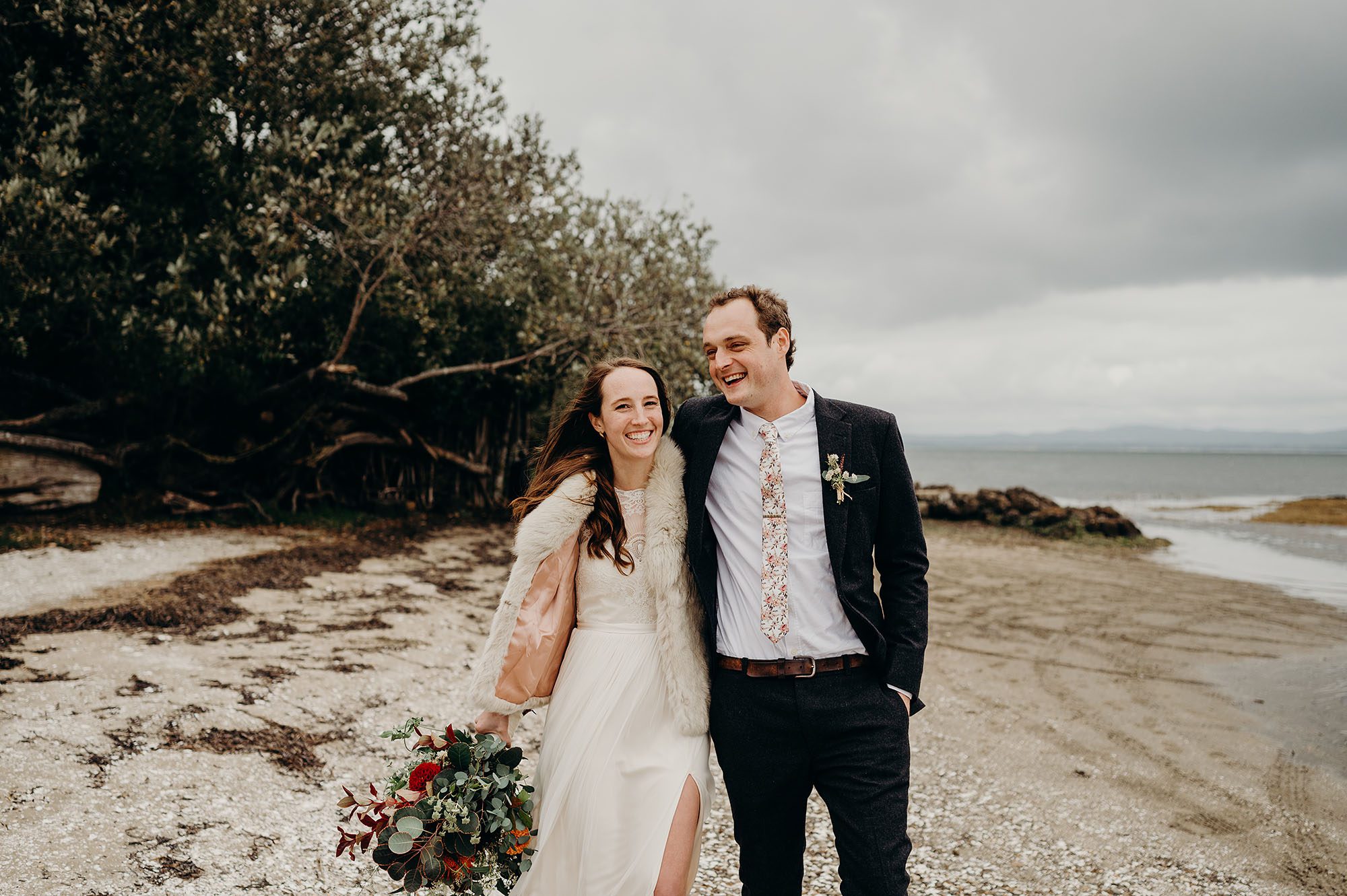 Long Beach Peninsula Wedding Couple on Beach by Briana Morrison Photography
