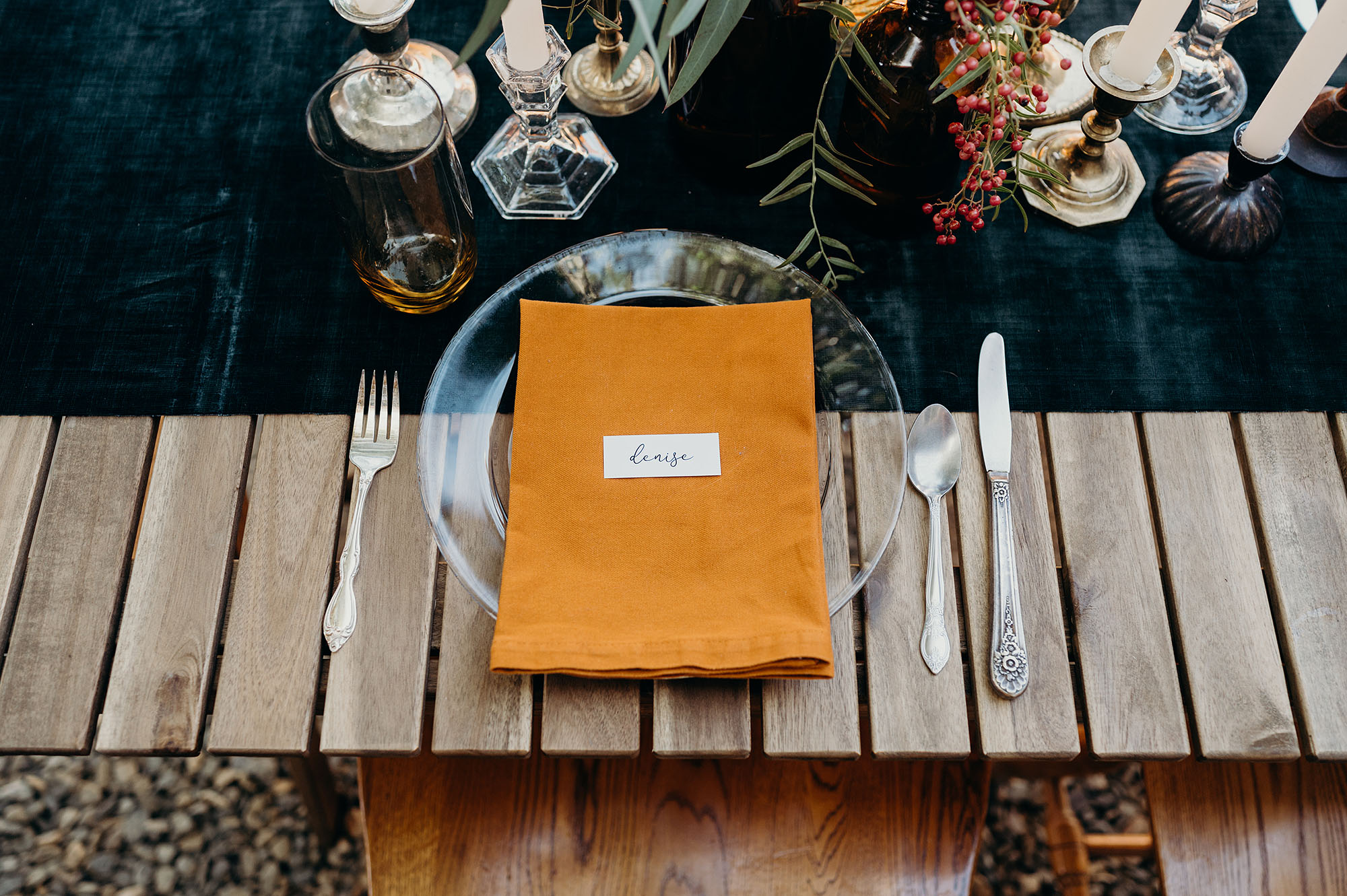 Sacramento Backyard Wedding Table Settings by Briana Morrison Photography