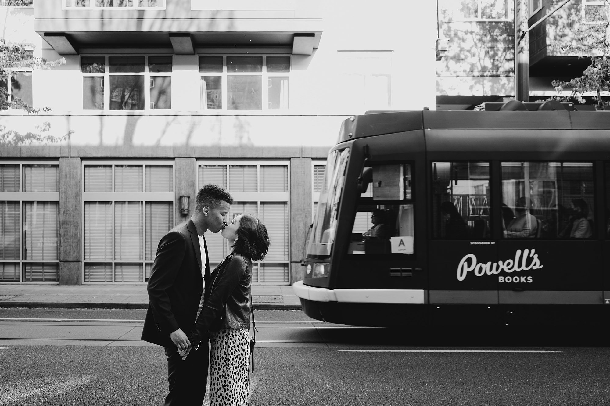 Couple Kissing Downtown