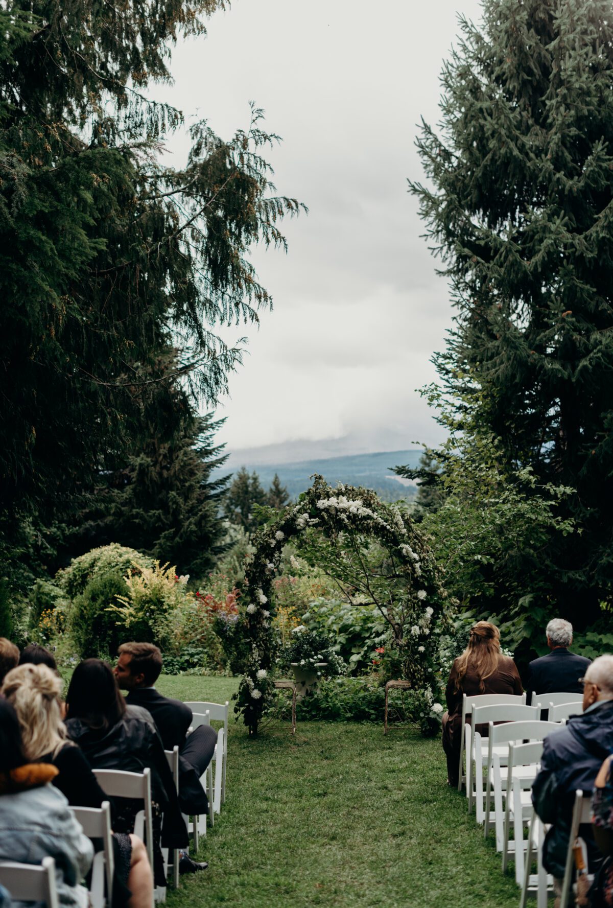 The ceremony site at Mt. Hood Organic Farms, a Columbia River Gorge wedding venue just outside of Hood River, OR